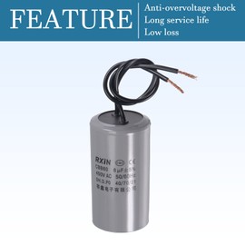 QUARKZMAN 15uF 450V AC 2 Wires 50/60Hz CBB60 Capacitor x 1 Cylinder for Electric Motor Washing Machines [Silver 74 x 38 mm]