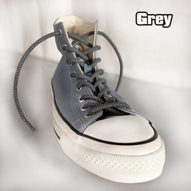 VASGO Round Shoe Laces Reflective for Sneaker (39 inches / 100 cm, Gray)