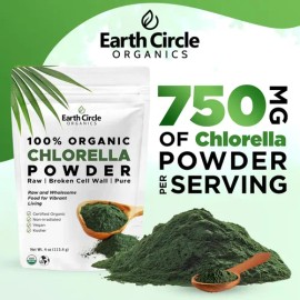 Earth Circle Organics Polvo De Clorella Orgánica 4oz