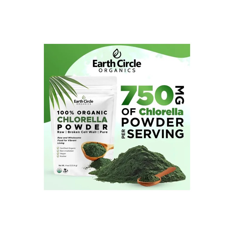 Earth Circle Organics Polvo De Clorella Orgánica 4oz