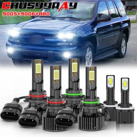 CHUSYYRAY For Chevy Trailblazer 2002-2005 - LED Headlight Hi/Lo Beam + Fog Lights 6000K