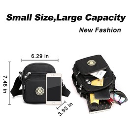 Gelory Multi-Pocket Casual Crossbody Bag for Women, Mini Cross body Bag Women Nylon Waterproof Adjustable Strap Travel Messenger Bags Shoulder Bags (Purple)