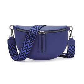 Vezluax 30x20cm Cross Body Bumbags for Ladies Large Bum Bag Stylish Waist Packs Women's Bumbag Fanny Pack for Women Belt Bag with Wide Strap Dark Blue