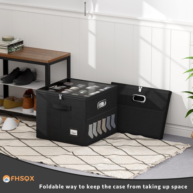 2 Pack Shoe Organizer for Closet Large Shoe Box Storage