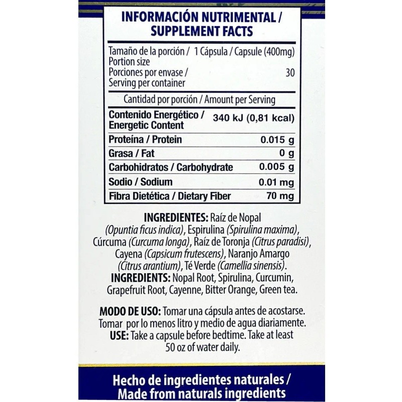 Cpsulas Zanlife Nopal Toronja Crcuma Termognico 90 Piezas
