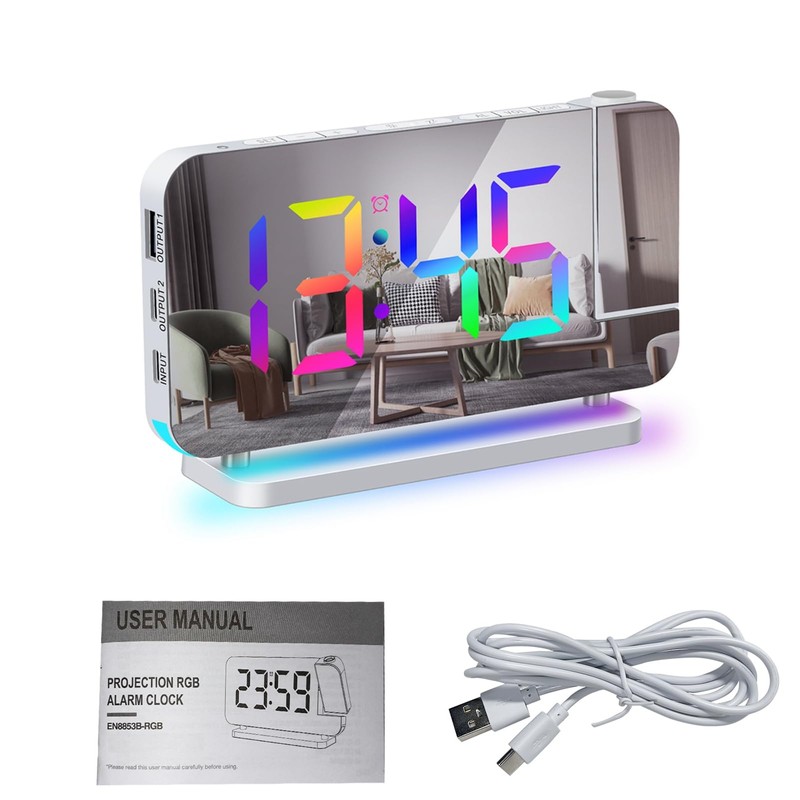 Sonew Projection Alarm Clock, 7 RGB LED Digital Clocks with