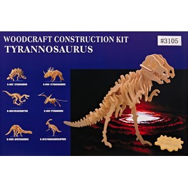 Puzzled 3D Puzzle Big Tyrannosaurus Wood Craft Construction Model Kit Educational DIY Wooden Dinosaur Toy Assemble Model Unfinished Crafting Hobby Puzzle to Build & Paint for Decoration 29pcs Pack