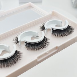 EMILYSTORES Press On Pre-Glued Lashes, 3D False Eyelashes, Natural Long Fluffy Style, 3 Pairs (DLS04)