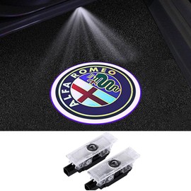 Yaoperfor Courtesy Light Door Welcome Light HD Colorfast Curtain Lamp LED Logo Projection for Alfa Romeo Giulietta Car Door Lamp