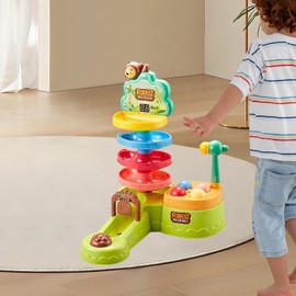 Colcolo Ball Drop Roll Tower Activity Toy with Balls Preschool Ball Rolling Track Toy Ball Run Ramp Toy for 1-3 Ages Kids Gifts