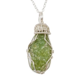 Designs by Nature Gems - Handcrafted Raw Peridot Pendant Necklace in Sterling Silver | Reversible 18" Chain | August Birthstone for New Beginnings & Heart Chakra Activation