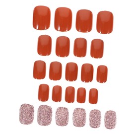 BIUDECO 1set Delicate Detachable False Nails Pumpkin Short Style for Nail Art Decor Eye-catching and Fun Manicure Supplies for Girls