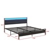 BOFENG Black King Size Bed Frame with Wood Headboard,Charging Station,LED