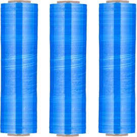 PSBM Blue Stretch Wrap, 4 Pack, 17" x 1476 Feet, 34 Gauge, Dark/Opaque Hand Stretch Film Rolls for Packaging Moving Packing Pallets