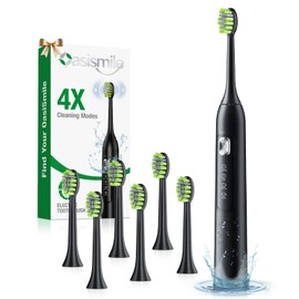 OasiSmile Sonic Electric Toothbrush for Adults, 42000 VPM Rechargeable Toothbrush for Sensitive Teeth & Daily Oral Care, 120-Day Runtime, 4 Cleaning Modes & 6 Brush Heads, Smart Timer for Home Travel