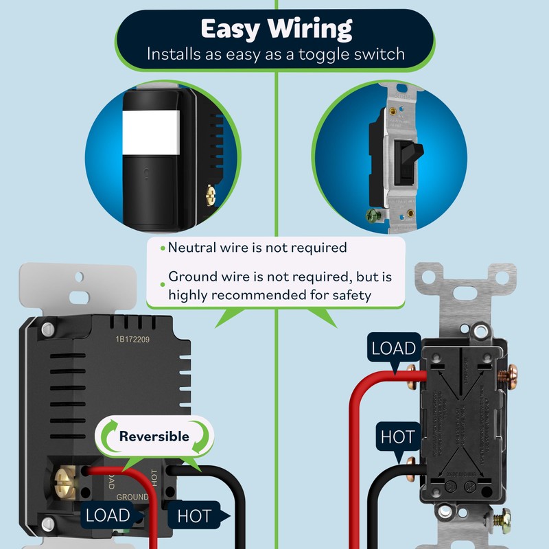 TOPGREENER PIR Motion Sensor Light Switch, Occupancy & Vacancy Motion
