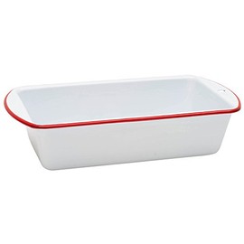 Crow Canyon Home Enamelware Loaf Pan, 9 x 5 inches, Vintage White/Red