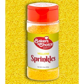 Bakers Choice Yellow Sprinkles for Baking - Jimmies Sprinkles for Ice Cream Toppings - Dairy Free, Kosher 2.8 oz.