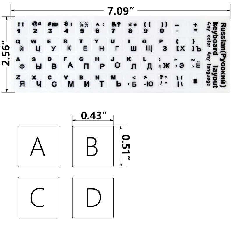 2Pcs Russian Keyboard Stickers for PC Computer Mac Laptop Desktop