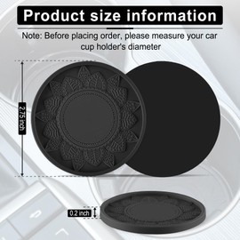 SINGARO Car Cup Holder Coaster, 4PCS Silicone Cup Holders Embedded in Decoration Coasters, Universal Non-Slip Cup Holders, Car Interior Accessories, Ornaments Coaster, Black