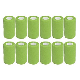Vendaje Autoadhesivo de 12 Piezas, Material Poroso No Tejido y Vendaje de Látex Cinta Autoadhesiva Fuerte Peso Ligero Conveniente para Llevar Vendaje para el Cuidado de Heridas (Verde)