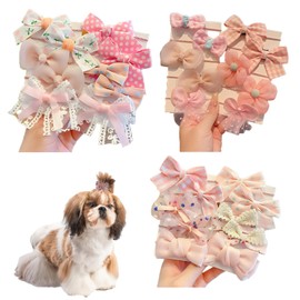 PGKDYC 30Pcs Dog Bows & Hair Clips Set - Assorted Fabric Pet Hair Accessories for Collars, Topknots & Grooming, 6cm Handmade Bows for Puppies, Cats & Long-Haired Pets (Durable & Fashionable Design)