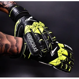 Precision Training Fusion X Flat Cut Finger Protect Football Kid's Goalkeeper Gloves, Black, 2