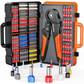Preciva Ferrule Crimping Tool Kit - AWG 28-5 (0.08-16mm²) Hexagonal Ferrule Crimper with 950Pcs Single and 350Pcs Twin Ferrules Connectors, Self-Adjustable Ratchet Ferrule Terminals Crimping Tool