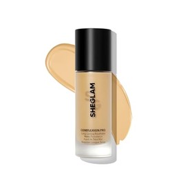 SHEGLAM- Base de maquillaje líquida mate de cobertura total, de larga duración, resistente al agua y con efecto brillante - Butterscotch