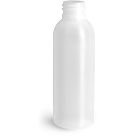 Premium Essential Oil 2 Ounce (60ml) Cosmo Round Bottles, HDPE Plastic Empty Refillable BPA-Free, with White Press Down Disc Caps (Pack of 12) (Natural)