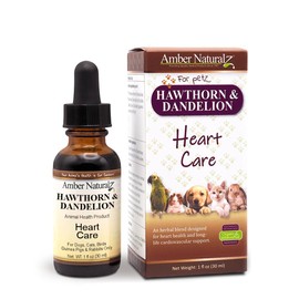 Amber NaturalZ Hawthorn & Dandelion Herbal Supplement for Dogs, Cats, Birds, Rabbits, and Guinea Pigs | Supports Heart Health, Circulation, and Fluid Balance | Natural Cardiovascular Care 1 FL Oz