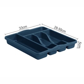 M1SS High Grade Plastic Cutlery Tray Kitchen Racks and Holders 5 Compartment Cutlery Draw for Kitchen Drawers (Navy Blue)