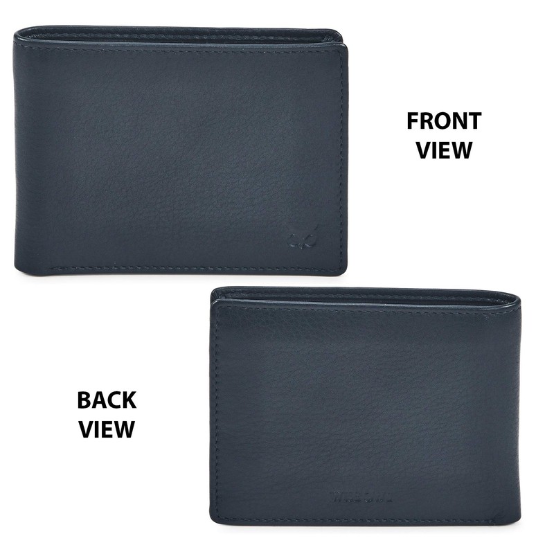 Real Leather Mens Bifold Wallet RFID Blocking Slim Minimalist Front
