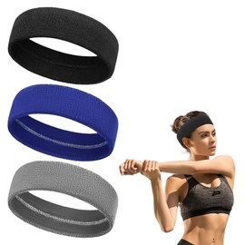 3 Pcs Schweißband Stirn Damen,Stirnband Sport,Stirnband,Haarband Herren,Hair Band Men,Elastische Stirnband Damen,Rutschfest Kopfband,Antirutsch Schweißbänder für Laufen Tennis Radfahren Fußball Joggen