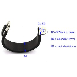 HJ Garden 12pcs 1-1/2 inch Rubber Cushioned Cable Clamp 304 Stainless Steel Hose Clamp/Metal Clamp/Tube Holder Fastener for Tube/Pipe or Wire Cord Installation