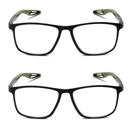JOON-joon Reading Glasses Men 2 Pairs Sports Style Comfortable and Flexible Blue Light Blocking Readers for Men+1.5(Light green)