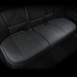 GIANT PANDA PU Leather Rear Seat Cover Protector, Anti-Slip Adjustable (50~55.5'') – Fits 90% Vehicles (Excludes Large SUVs/Trucks) - Black