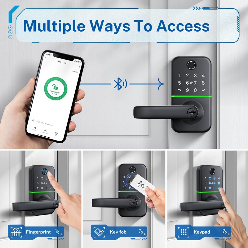 Keypad Smart Door Lock with Handle: Kucacci Keyless Entry Fingerprint