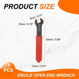 sourcing map Single Open End Wrench 8mm Metric 15 Degree Offset Angle U-Shaped Open Ended Spanner Small Flat Head Blackening Wrench with Red Shank for Automotive Repair Furniture Assembly