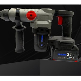 1-1/4" SDS-Plus Rotary Hammer Drill, 12.5amp, 900W powerful power, 850RPM, safety clutch and vibration control three-function design, includes two 6.0AH batteries and fast charger