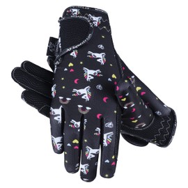 AFE Kids Gloves For Girls Boys Unisex Horse Riding Gloves Outdoor Gloves Sports Gloves Cycling Gloves For Children Unicorn Design (Medium)