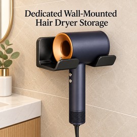 Wall Mounted Hair Dryer Holder for Bathroom – Space-Saving Organizer for Convenient Blow Dryer Storage