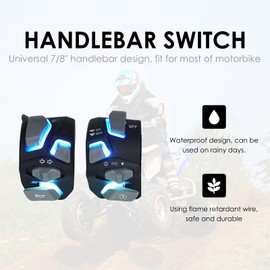 7/8" Motorcycle Switches Blue LED Light Switch for Horn Button Turn Signal Electric Fog Lamp Light Start Handlebar Controller Switches
