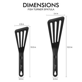HOTEC HOTEC Heat Resistant Silicone Slotted Fish Turner Spatula Set, Flipper Cooking Spatulas, for Non Stick Cookware Dishwasher Safe, Black