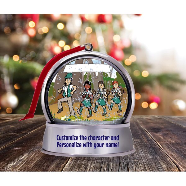 Personalized Name That Toon Girl Scout Snow Globe Magnet -