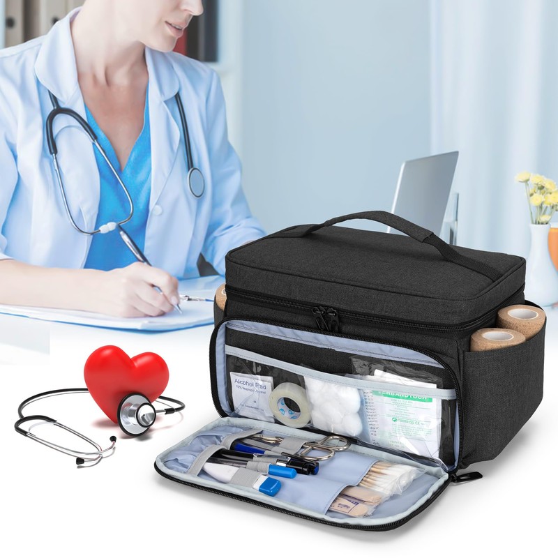 CURMIO 救急バッグ 救急箱 家庭・オフィス・学校用 (バッグのみ) 黒