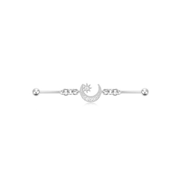 Niaspi 18G S925 Sterling Silver Chain Industrial Piercing Jewelry 18K