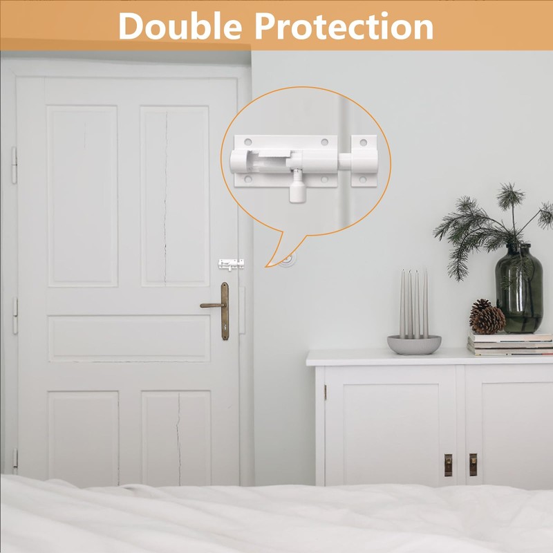 MOROBOR Door Security Slide Latch Lock, 2inch Thickened Stainless Steel