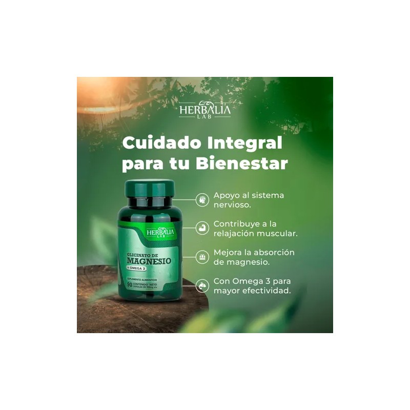 Glicinato de Magnesio 400mg Magnesio Glicinato + Omega 3 Fórmula