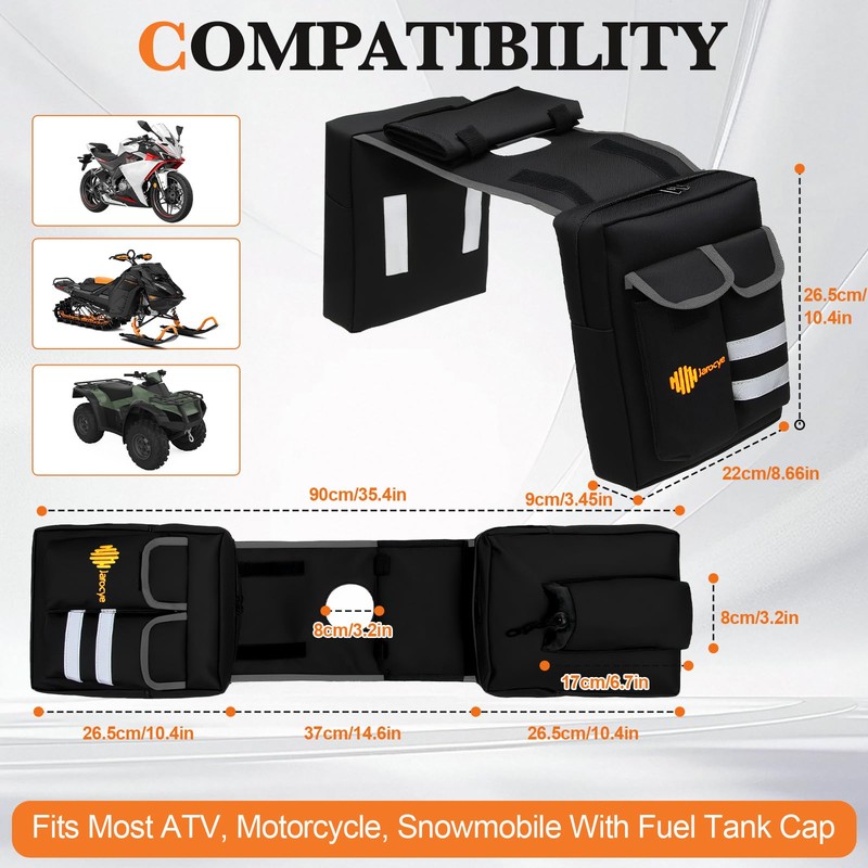 Jarocye ATV Saddle Bag with Map Pouch & Cooler, Water-Resistant